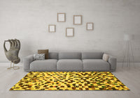 Machine Washable Abstract Yellow Modern Rug, wshabs669yw