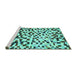 Sideview of Machine Washable Abstract Turquoise Modern Area Rugs, wshabs669turq