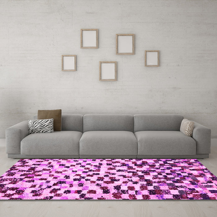 Machine Washable Abstract Pink Modern Rug in a Living Room, wshabs669pnk