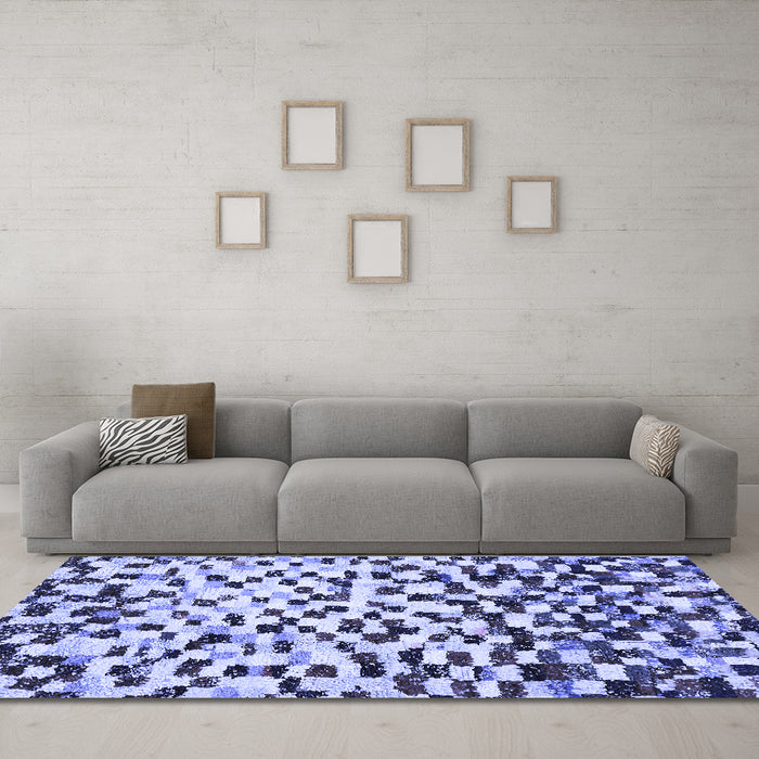 Machine Washable Abstract Blue Modern Rug in a Living Room, wshabs669blu