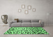 Machine Washable Abstract Emerald Green Modern Area Rugs in a Living Room,, wshabs669emgrn