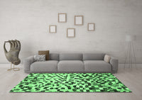 Machine Washable Abstract Emerald Green Modern Rug, wshabs669emgrn