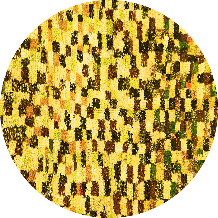 Round Machine Washable Abstract Yellow Modern Rug, wshabs669yw
