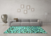 Machine Washable Abstract Turquoise Modern Rug, wshabs669turq