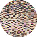 Round Abstract Maroon Purple Modern Rug, abs669