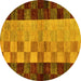 Round Abstract Yellow Modern Rug, abs66yw