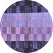 Round Abstract Blue Modern Rug, abs66blu