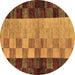 Round Machine Washable Abstract Brown Modern Rug, wshabs66brn