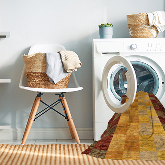 Machine Washable Abstract Tomato Red Rug in a Washing Machine, wshabs66