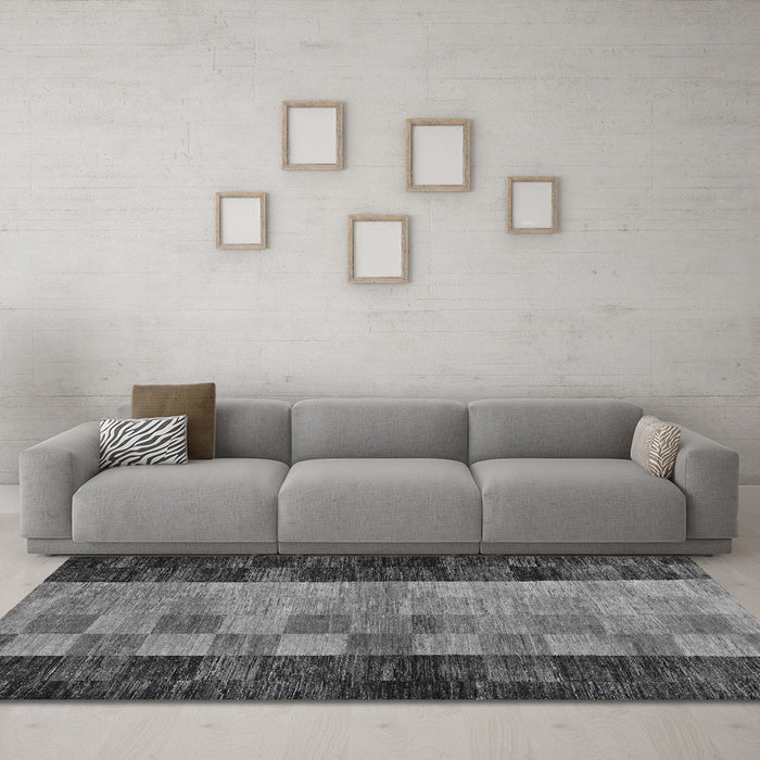 Machine Washable Abstract Gray Modern Rug in a Living Room,, wshabs66gry