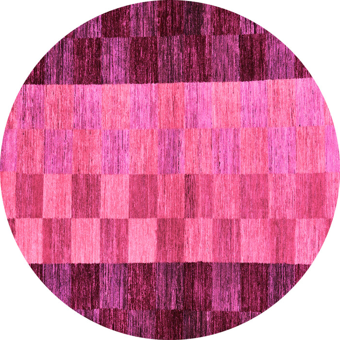 Round Machine Washable Abstract Pink Modern Rug, wshabs66pnk
