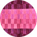 Round Machine Washable Abstract Pink Modern Rug, wshabs66pnk