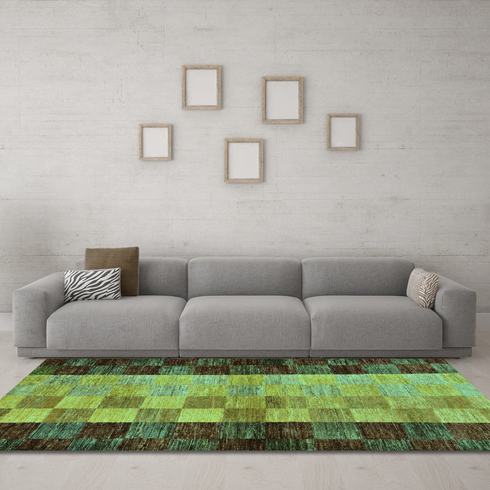 Machine Washable Abstract Turquoise Modern Area Rugs in a Living Room,, wshabs66turq