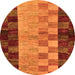 Round Machine Washable Abstract Orange Modern Area Rugs, wshabs66org