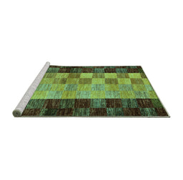 Sideview of Machine Washable Abstract Turquoise Modern Area Rugs, wshabs66turq