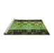 Sideview of Machine Washable Abstract Turquoise Modern Area Rugs, wshabs66turq