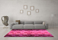 Machine Washable Abstract Pink Modern Rug, wshabs66pnk