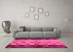 Machine Washable Abstract Pink Modern Rug in a Living Room, wshabs66pnk