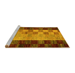 Sideview of Machine Washable Abstract Yellow Modern Rug, wshabs66yw