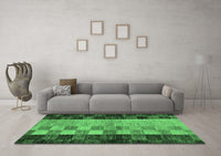 Machine Washable Abstract Emerald Green Modern Rug, wshabs66emgrn