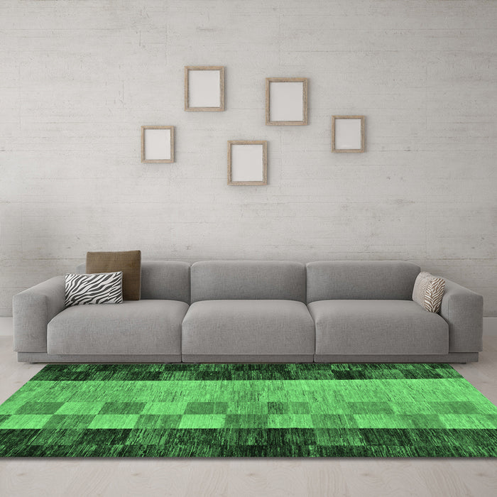 Machine Washable Abstract Emerald Green Modern Area Rugs in a Living Room,, wshabs66emgrn