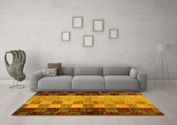 Machine Washable Abstract Yellow Modern Rug in a Living Room, wshabs66yw