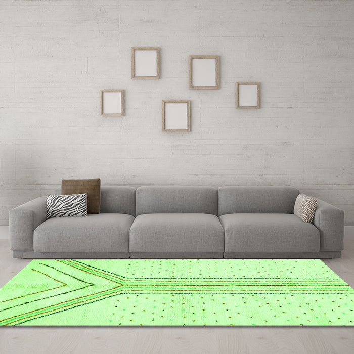 Machine Washable Solid Green Modern Area Rugs in a Living Room,, wshabs670grn