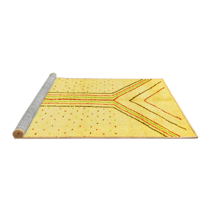 Sideview of Machine Washable Solid Yellow Modern Rug, wshabs670yw