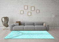 Machine Washable Solid Light Blue Modern Rug, wshabs670lblu