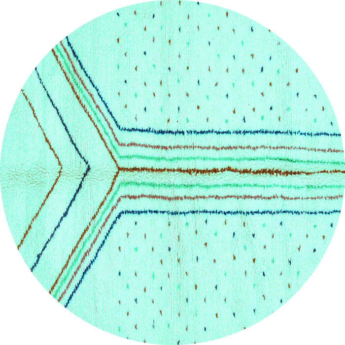 Round Machine Washable Solid Turquoise Modern Area Rugs, wshabs670turq