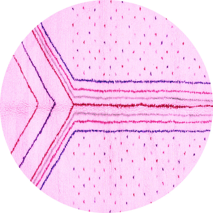 Round Machine Washable Solid Pink Modern Rug, wshabs670pnk