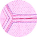 Round Machine Washable Solid Pink Modern Rug, wshabs670pnk