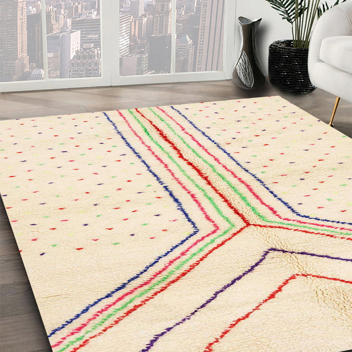 Abstract Vanilla Gold Solid Rug in Family Room, abs670