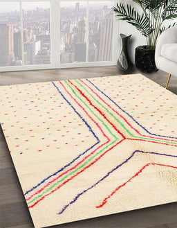 Machine Washable Abstract Vanilla Gold Rug in a Family Room, wshabs670