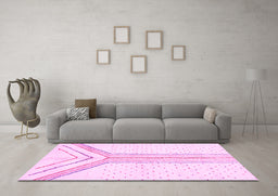 Machine Washable Solid Pink Modern Rug in a Living Room, wshabs670pnk