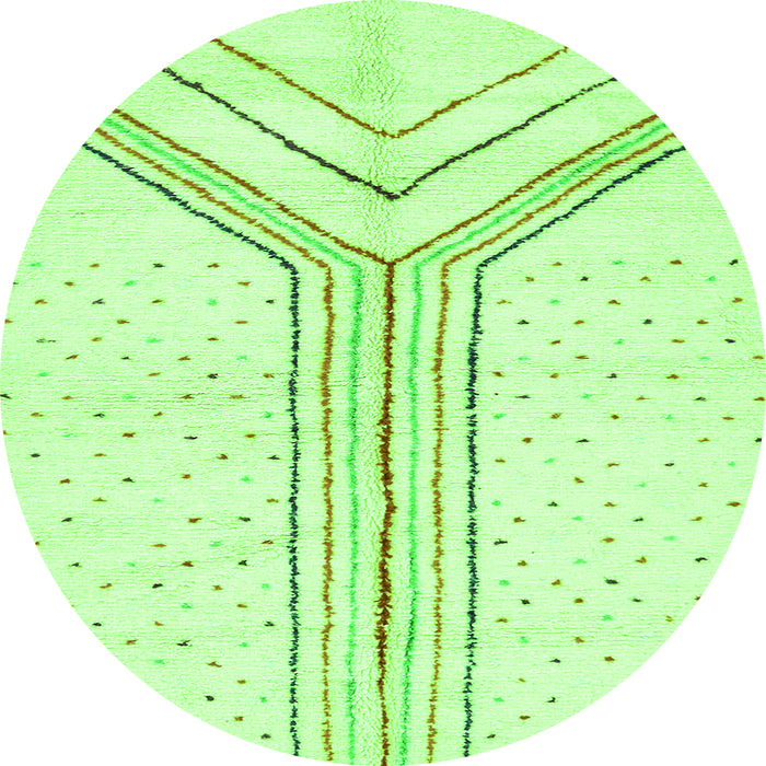 Round Machine Washable Solid Green Modern Area Rugs, wshabs670grn