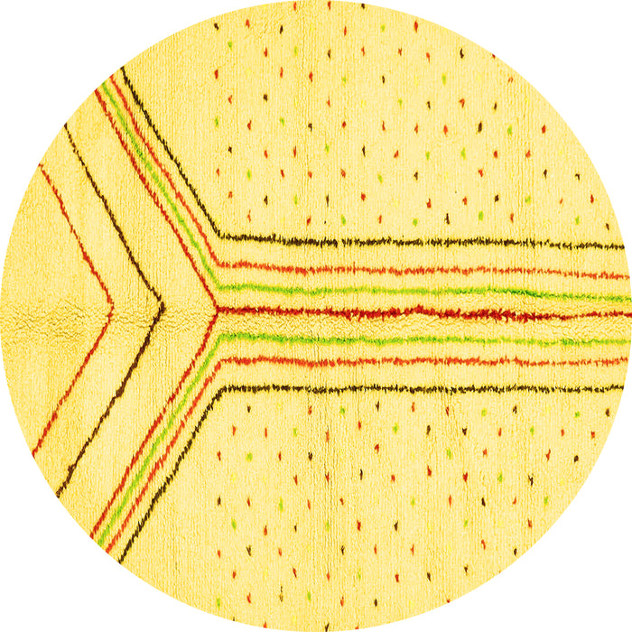 Round Machine Washable Solid Yellow Modern Rug, wshabs670yw