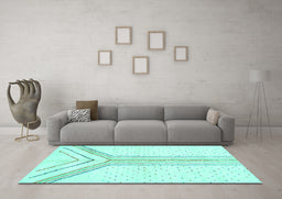 Machine Washable Solid Turquoise Modern Area Rugs in a Living Room,, wshabs670turq