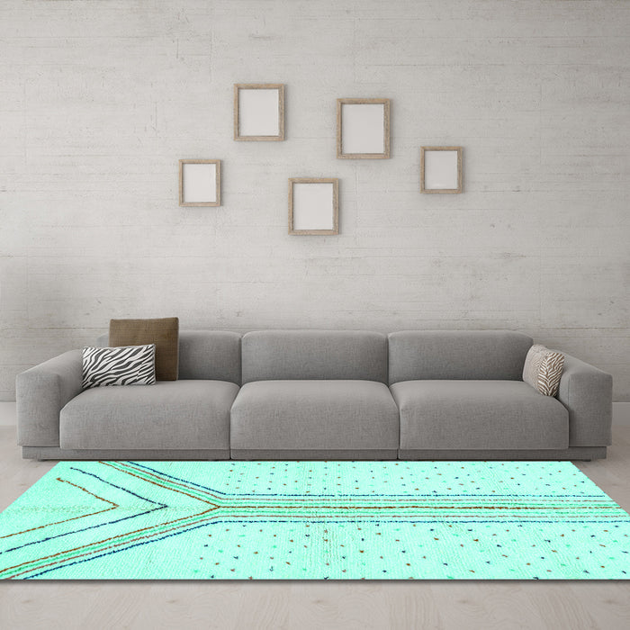 Machine Washable Solid Turquoise Modern Area Rugs in a Living Room,, wshabs670turq