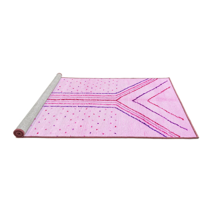 Sideview of Machine Washable Solid Pink Modern Rug, wshabs670pnk