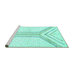 Sideview of Machine Washable Solid Turquoise Modern Area Rugs, wshabs670turq