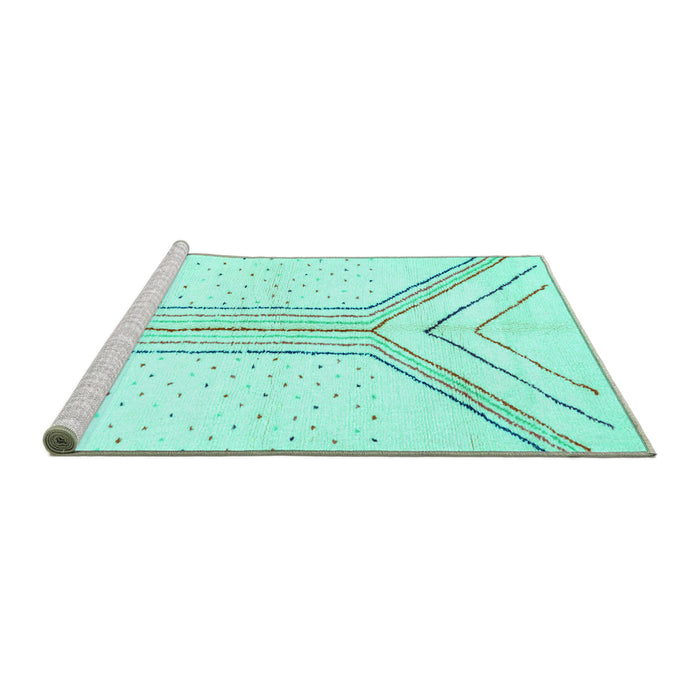 Sideview of Machine Washable Solid Turquoise Modern Area Rugs, wshabs670turq
