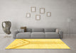 Machine Washable Solid Yellow Modern Rug in a Living Room, wshabs670yw