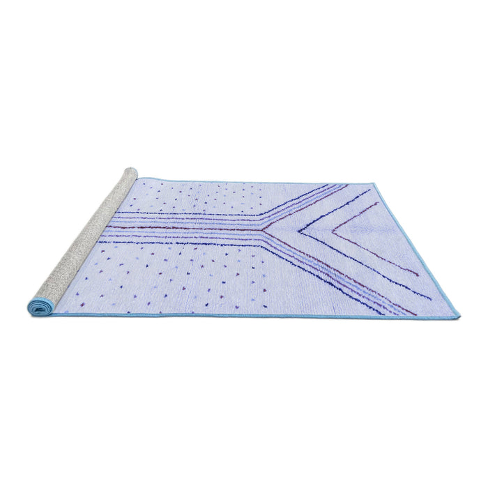 Sideview of Machine Washable Solid Blue Modern Rug, wshabs670blu