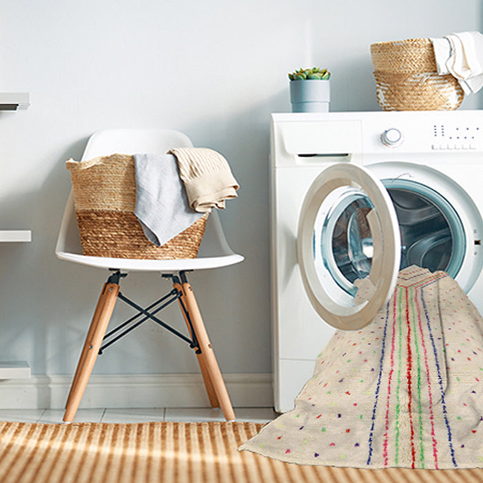 Machine Washable Abstract Vanilla Gold Rug in a Washing Machine, wshabs670