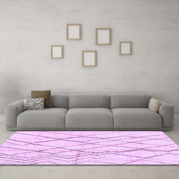 Machine Washable Solid Purple Modern Area Rugs in a Living Room, wshabs671pur