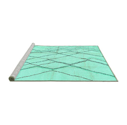 Sideview of Machine Washable Solid Turquoise Modern Area Rugs, wshabs671turq
