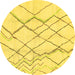 Round Solid Yellow Modern Rug, abs671yw