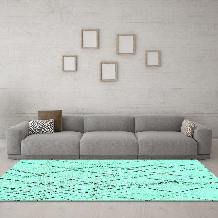 Machine Washable Solid Turquoise Modern Area Rugs in a Living Room,, wshabs671turq