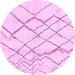 Round Machine Washable Solid Pink Modern Rug, wshabs671pnk